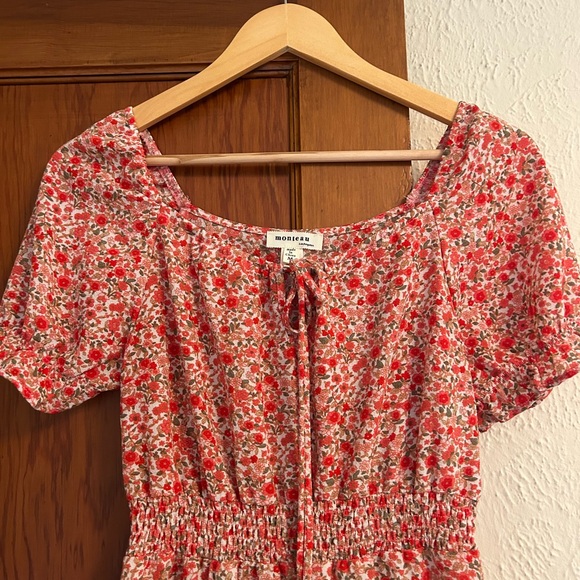 Monteau Pink Floral Mini Dress - Picture 2 of 5